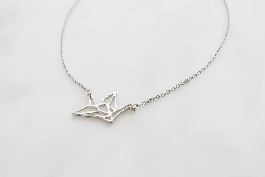 Origami Crane Necklace Sterling Ltd